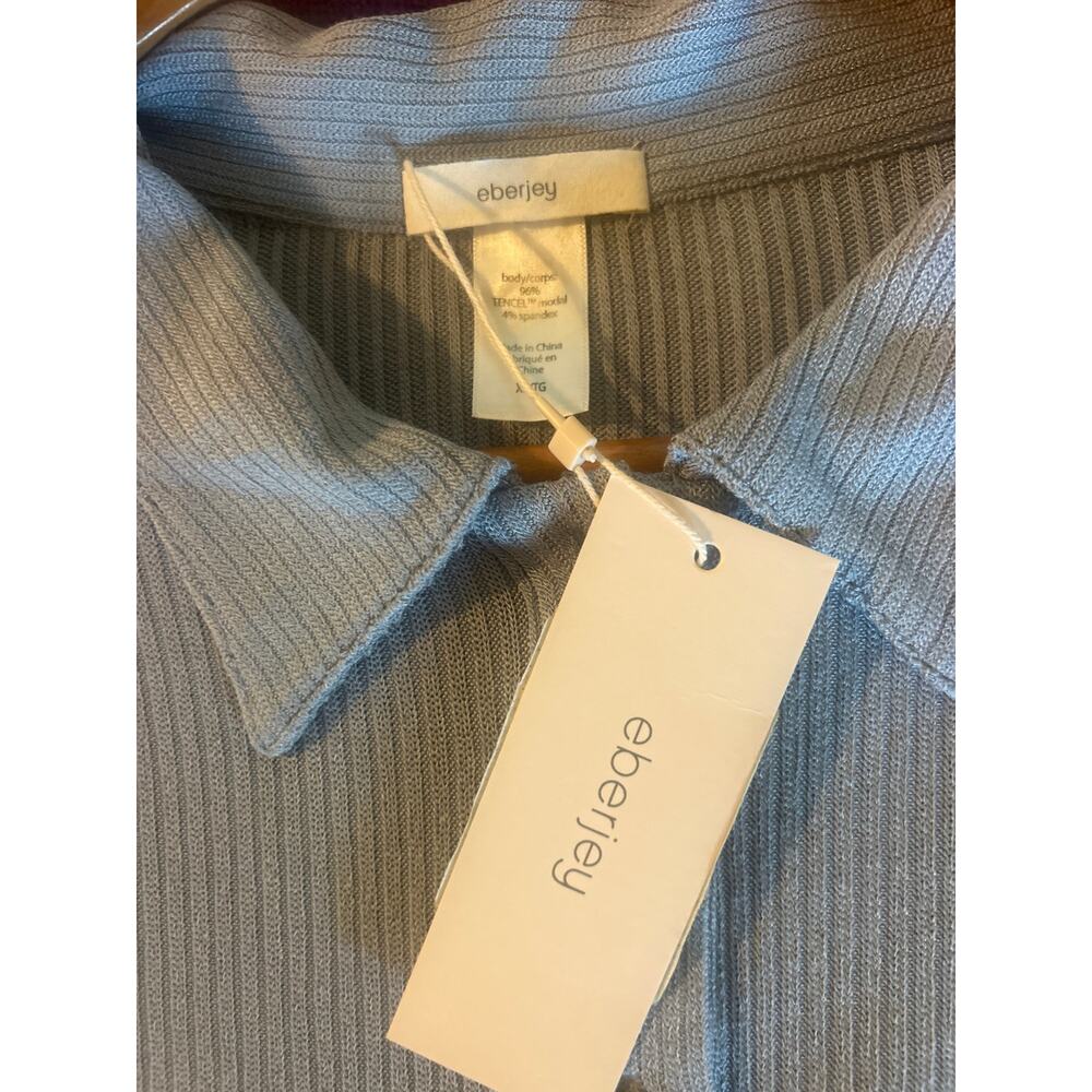 EBERJEY Elon Polo Top Loungewear Pajamas LUXURY MINIMALIST XL NEW NWD NWT Blue 2 - Picture 6 of 9